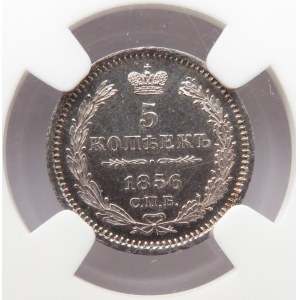 Rosja, Aleksander II, 5 kopiejek 1856, Petersburg, NGC MS 63