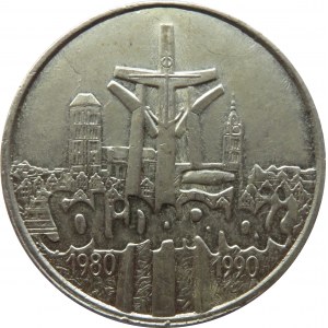 Polska, III RP, 100000 złotych 1990, Solidarność, falsyfikat z epoki, cynk, rzadki