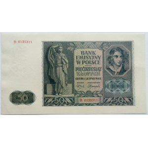 Polska, Generalna Gubernia, 50 złotych 1941, seria D, UNC/UNC-