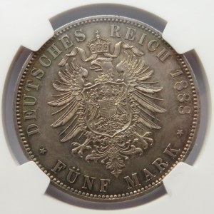 Niemcy, Prusy, Fryderyk 5 marek 1888 A, Berlin, NGC MS61