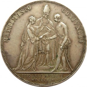 Austria, Franciszek Józef I, 2 guldeny ślubne 1854, Wiedeń, rzadki