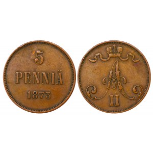 Russian Empire, Finland, 5 Pennia, 1873 year