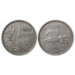 Collection of 3 Coins: Lithuania, 5 Litai, 1936 year, Jonas Basanavichius, 2 Litai, 1925 year, 1 Litas, 1925 year