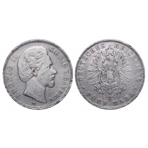 Kingdom of Bavaria, 5 Mark, 1876 year, D