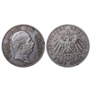 Kingdom of Saxony, 5 Mark, 1904 year, E, Death of King Georg