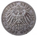 Kingdom of Saxony, 5 Mark, 1904 year, E, Death of King Georg