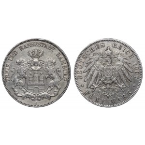 Free Hanseatic city of Hamburg, 5 Mark, 1907 year, J