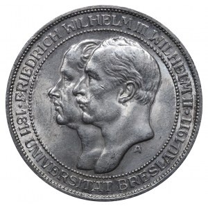 Kingdom of Prussia, 3 Mark, 1911 year, A, 100th Anniversary of the University of Wroclaw