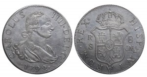 Spain, 8 Reales, 1792 year, SCN