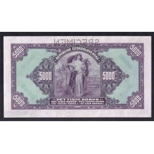 Bohemia Moravia, 5000 Kronen, 1920 (1943) Specimen, UNC