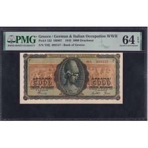 Grécko, 5000 drachmai, 1943, výber UNC 64 EPQ