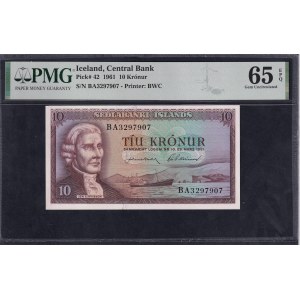 Islande, 10 couronnes, 1961, Gem UNC 65 EPQ