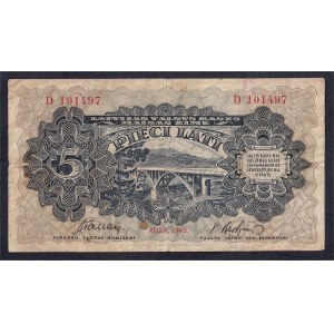 Lettonie, 5 Lati, 1940, VF
