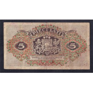 Lettonie, 5 Lati, 1940, VF