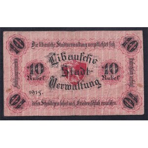 Latvia - Libava, 10 Rubel, 1915, VF