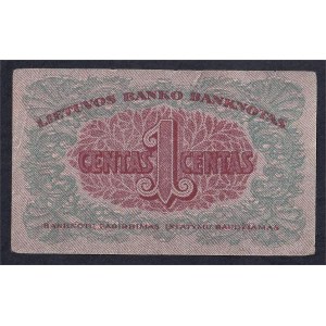 Lithuania, 1 Centas, 1922, F
