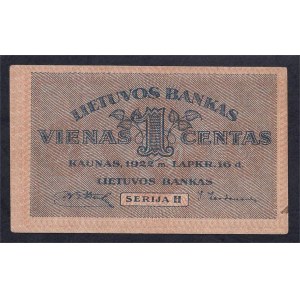 Lithuania, 1 Centas, 1922, XF