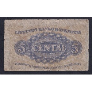 Lithuania, 5 Centai, 1922, VG