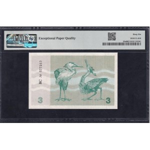 Lithuania, 3 Talonas, 1991, Gem UNC 66 EPQ