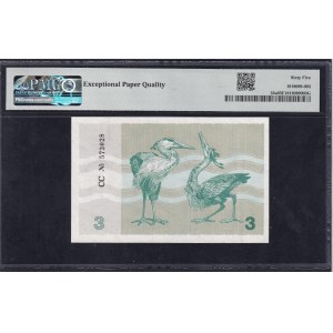 Lithuania, 3 Talonas, 1991, Gem UNC 65 EPQ
