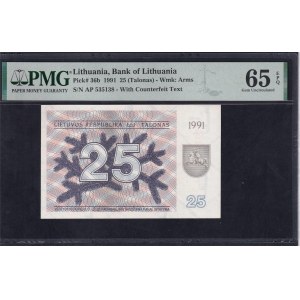 Lithuania, 25 Talonas, 1991, Gem UNC 65 EPQ