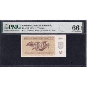 Lithuania, 10 Talonas, 1992, Gem UNC 66 EPQ