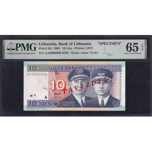 Lithuania, 10 Litu, 2001, Gem UNC 65 EPQ, ''SPECIMEN''