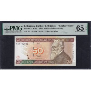 Lithuania, 50 Litu, 2003, Gem UNC 65 EPQ, ''Replacement''