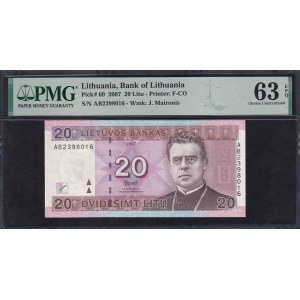 Lithuania, 20 Litu, 2007, Choice UNC 63 EPQ,