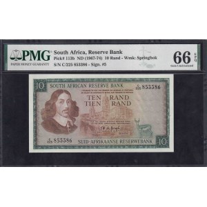 Afrique du Sud, 10 Rand, 1967, Gem UNC 66 EPQ
