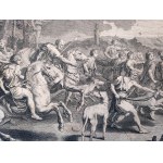 François Chauveau (1613 -1676) - Meleagre i Atlatanta - Polowanie na dzika kalidońskiego, [akwaforta].
