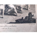 François Chauveau (1613 -1676) - Meleagre i Atlatanta - Polowanie na dzika kalidońskiego, [akwaforta].
