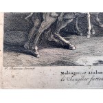 François Chauveau (1613 -1676) - Meleagre i Atlatanta - Polowanie na dzika kalidońskiego, [akwaforta].