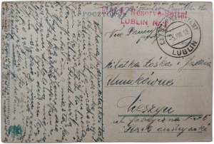 Postcard - Lublin - Sobor, stamp of Field Reserve Hospital No.1 in Lublin, 1918 [ Cieszyn].