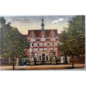 Pocztówka - Danzig - Langfuhr , Technische Hochschule - Gdańsk, Wrzeszcz - Politechnika Gdańska, pieczęć 1920 rok