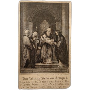 Obrazek święty XIX wiek - Dzieciątko Jezus w Świątyni