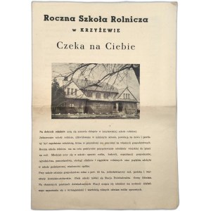 Prospekt reklamowy Szkoły Rolniczej w Krzyżewie - lata 50 XX wieku [ Podlasie]
