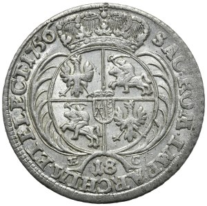 August III, crown orth 1756, Leipzig, large head, lion on shoulder