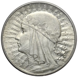 II Rzeczpospolita, 10 złotych 1932, głowa kobiety, bez znaku mennicy, Londyn