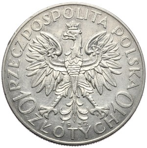 II Rzeczpospolita, 10 zloty 1932, woman's head, Warsaw