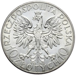 II Rzeczpospolita, 10 złotych 1932, głowa kobiety, Warszawa