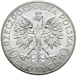 II Rzeczpospolita, 10 zloty 1932, woman's head, Warsaw