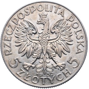 II Rzeczpospolita, 5 zloty 1932, woman's head, with mint mark, Warsaw