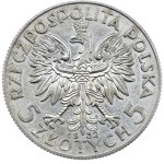 II Rzeczpospolita, 5 złotych 1932, głowa kobiety, ze znakiem mennicy, Warszawa
