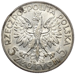 Second Republic, 5 zloty 1932, woman's head, London