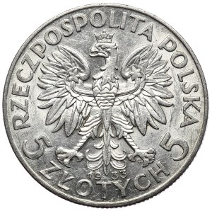 II Rzeczpospolita, 5 zloty 1933, woman's head, Warsaw