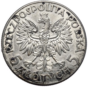 Second Republic, 5 zloty 1932, woman's head, London