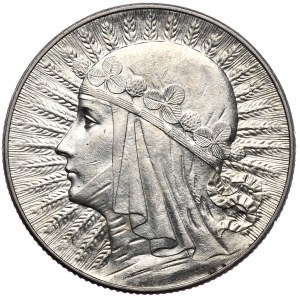 II Rzeczpospolita, 5 zloty 1933, woman's head, Warsaw