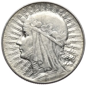 II Rzeczpospolita, 5 zloty 1934, woman's head, Warsaw