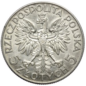 II Rzeczpospolita, 5 złotych 1933, głowa kobiety, Warszawa